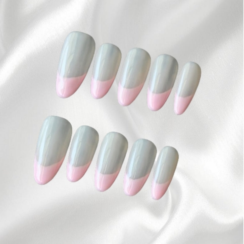Stylish White-Pink Gradient Stiletto Press-on Nails