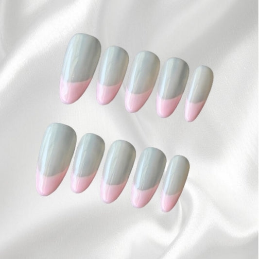 Stylish White-Pink Gradient Stiletto Press-on Nails