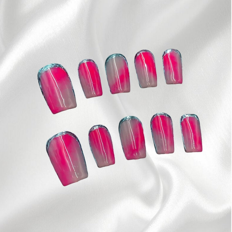 Gorgeous Gradient Pink and Translucent Wearable Nails Press on nail