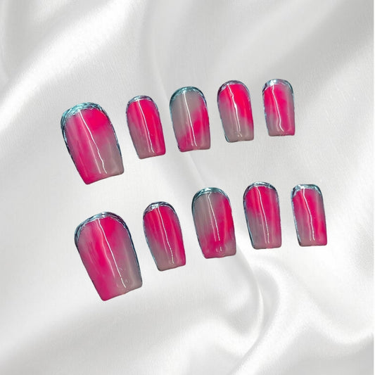 Gorgeous Gradient Pink and Translucent Wearable Nails Press on nail